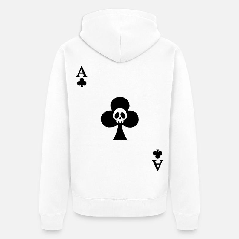 Crâne et as de trèfle - Veste à capuche bio Premium Unisexe - blanc