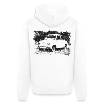 Goggomobil - Unisex Premium Bio Zip Hoodie - Weiß - Hinten - Thijin (182cm)