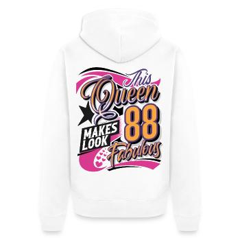 88. Geburtstag 88 Jahre Queen Frauen Damen - Unisex Premium Bio Zip Hoodie - Weiß - Hinten - Thijin (182cm)