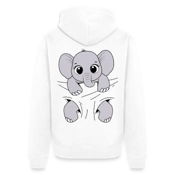 Bébé Éléphant Animal Drôle Porter Bébé Éléphant - Veste à capuche bio Premium Unisexe - blanc - Dos - Thijin (182cm)