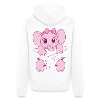 Bébé éléphant porter drôle rose bébé éléphant - Veste à capuche bio Premium Unisexe - blanc - Dos - Thijin (182cm)