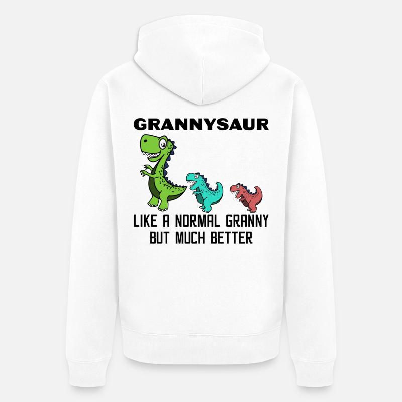 Lustig Großmutter Oma Dinosaurier Statement - Unisex Premium Bio Zip Hoodie - Weiß