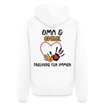 Großmutter Enkel Statement Oma - Unisex Premium Bio Zip Hoodie - Weiß - Hinten - Thijin (182cm)