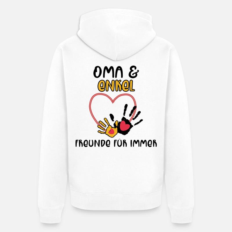 Großmutter Enkel Statement Oma - Unisex Premium Bio Zip Hoodie - Weiß