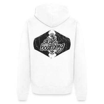 Skateboarding Skateboard - Unisex Premium Organic Zip Hoodie - white - Back - Thijin (182cm)