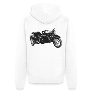 Ural M72 - Unisex Premium Bio Zip Hoodie - Weiß - Hinten - Thijin (182cm)