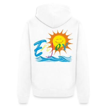 Genießen - Unisex Premium Bio Zip Hoodie - Weiß - Hinten - Thijin (182cm)