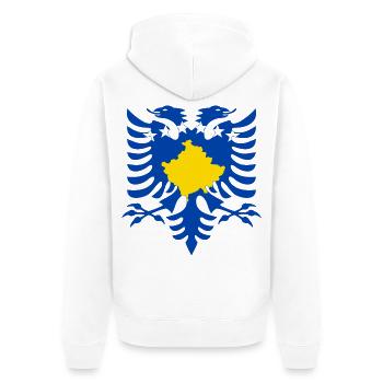 Albanien Kosovo Flagge - Unisex Premium Bio Zip Hoodie - Weiß - Hinten - Thijin (182cm)