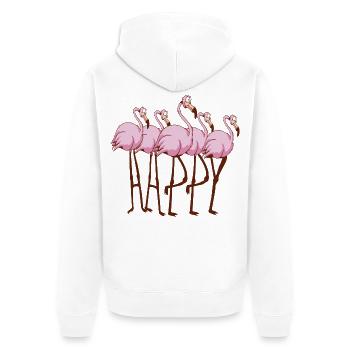 Flamingos - Unisex Premium Bio Zip Hoodie - Weiß - Hinten - Thijin (182cm)