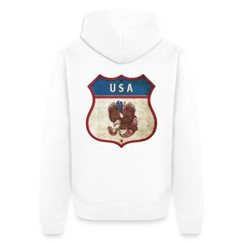 USA coat of arms eagle design - Unisex Premium Organic Zip Hoodie - white - Back - Thijin (182cm)