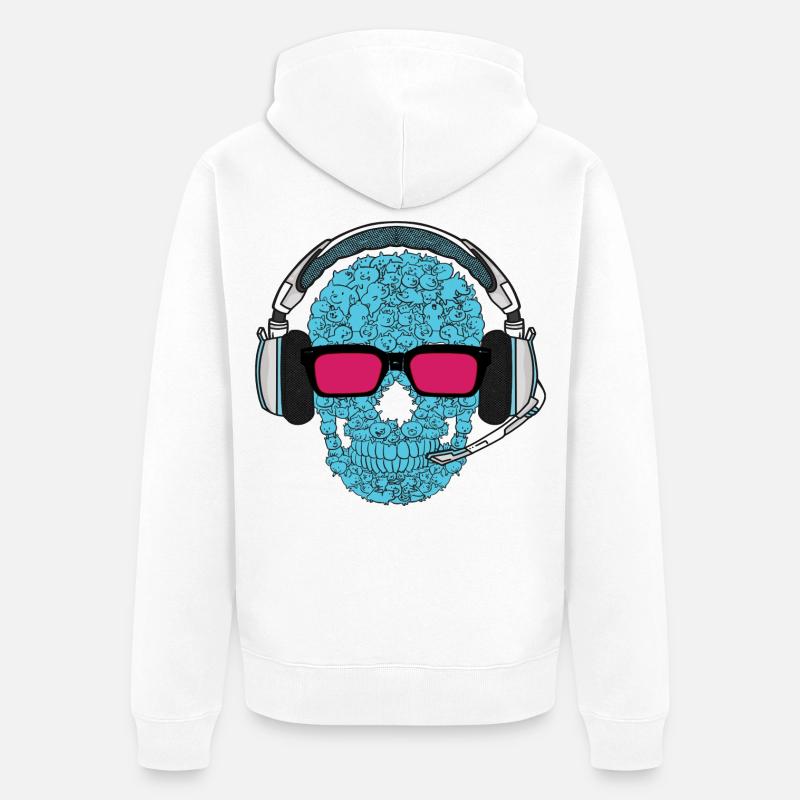 Crâne de musique - Veste à capuche bio Premium Unisexe - blanc
