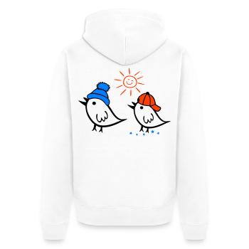 Sparrow, Sun, Spring - Unisex Premium Organic Zip Hoodie - white - Back - Thijin (182cm)