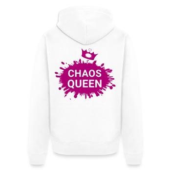 Chaos Queen Krone - Unisex Premium Bio Zip Hoodie - Weiß - Hinten - Thijin (182cm)