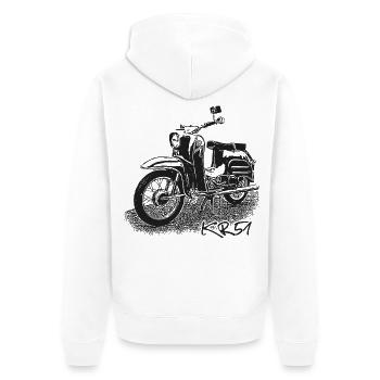 SIMSON Schwalbe KR51 - Unisex Premium Organic Zip Hoodie - white - Back - Thijin (182cm)