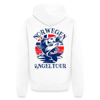 Norwegen Angeltour Angeln Angler Fischen - Unisex Premium Bio Zip Hoodie - Weiß - Hinten - Thijin (182cm)