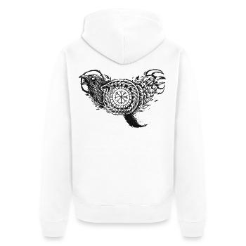 Raben Wikinger Schlange - Unisex Premium Bio Zip Hoodie - Weiß - Hinten - Thijin (182cm)