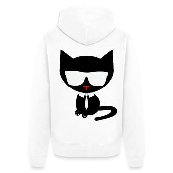 Cool Black Cat - Sunglasses Business Style Design - Unisex Premium Bio Zip Hoodie - Weiß - Hinten - Thijin (182cm)