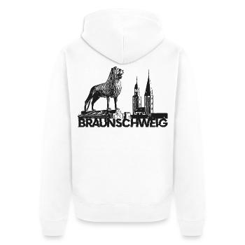 Braunschweig Löwe - Unisex Premium Bio Zip Hoodie - Weiß - Hinten - Thijin (182cm)