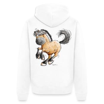 Drolliger Norweger I Fjordpferd I Fjordpferde - Unisex Premium Bio Zip Hoodie - Weiß - Hinten - Thijin (182cm)