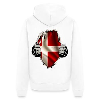 Dänemark unterm Shirt - Unisex Premium Bio Zip Hoodie - Weiß - Hinten - Thijin (182cm)