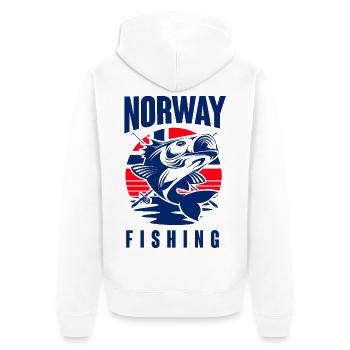 Norwegen Fischen Angeln Angler - Unisex Premium Bio Zip Hoodie - Weiß - Hinten - Thijin (182cm)
