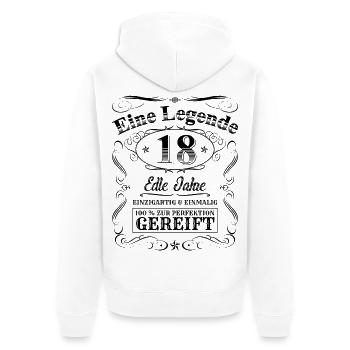 Legende 18 Jahre 18. Geburtstag Jungen Mädchen - Unisex Premium Bio Zip Hoodie - Weiß - Hinten - Thijin (182cm)