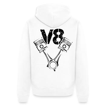 Moteur à piston Illustration V8 Symbole icône Logo - Veste à capuche bio Premium Unisexe - blanc - Dos - Thijin (182cm)