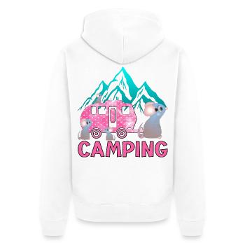 Camping Berge - Familie Wohnwagen - Unisex Premium Bio Zip Hoodie - Weiß - Hinten - Thijin (182cm)