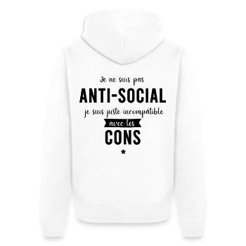 Je ne suis pas anti-social - Veste à capuche bio Premium Unisexe - blanc - Dos - Thijin (182cm)