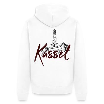 Hercules Kassel - Unisex Premium Organic Zip Hoodie - white - Back - Thijin (182cm)