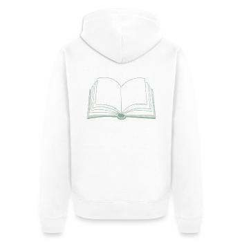 Bücher offenes Buch - Unisex Premium Bio Zip Hoodie - Weiß - Hinten - Thijin (182cm)