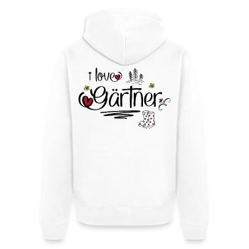Gärtner - Unisex Premium Bio Zip Hoodie - Weiß - Hinten - Thijin (182cm)