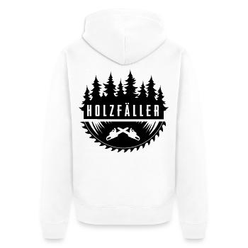 Holzfäller - Unisex Premium Bio Zip Hoodie - Weiß - Hinten - Thijin (182cm)