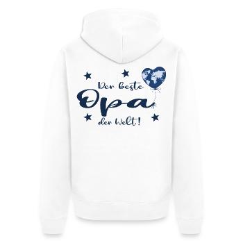 Der beste Opa der Welt mit Herz und Weltkarte - Unisex Premium Bio Zip Hoodie - Weiß - Hinten - Thijin (182cm)