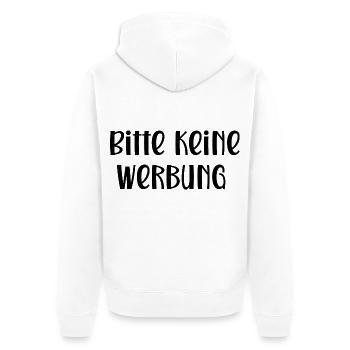 Bitte keine Werbung - Unisex Premium Bio Zip Hoodie - Weiß - Hinten - Thijin (182cm)