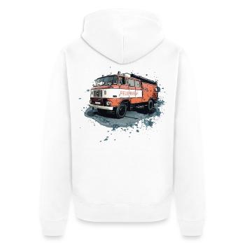 W 50 L Fire Brigade Vehicle LF 16 TS 8 - Unisex Premium Organic Zip Hoodie - white - Back - Thijin (182cm)