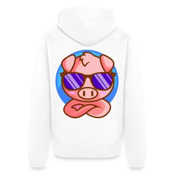 Petit porcelet avec lunettes de soleil - Veste à capuche bio Premium Unisexe - blanc - Dos - Thijin (182cm)