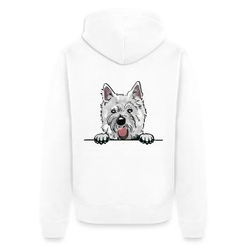 Westie Dog für Peeking Dog Lovers - Unisex Premium Bio Zip Hoodie - Weiß - Hinten - Thijin (182cm)