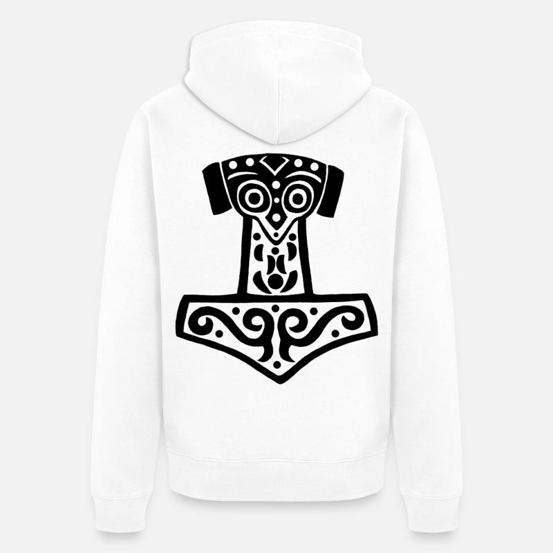 Marteau de Thor noir - Veste à capuche bio Premium Unisexe - blanc