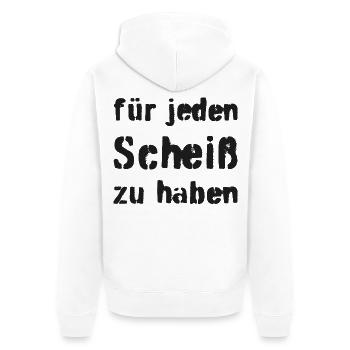 Für jeden Scheiß zu haben - Unisex Premium Bio Zip Hoodie - Weiß - Hinten - Thijin (182cm)