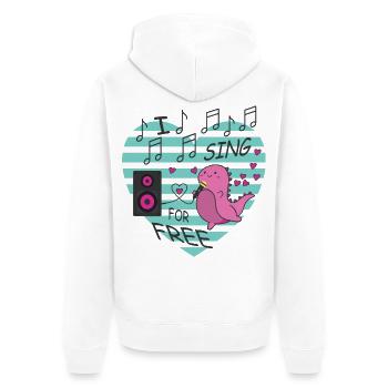 Ich Singe kostenlos - Unisex Premium Bio Zip Hoodie - Weiß - Hinten - Thijin (182cm)