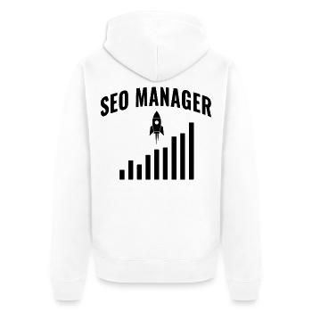 SEO Manager – Wachstum & Performance Design - Unisex Premium Bio Zip Hoodie - Weiß - Hinten - Thijin (182cm)