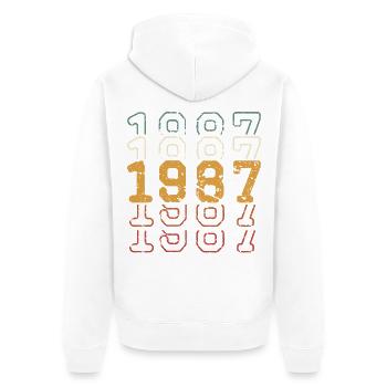 1987 - Unisex Premium Organic Zip Hoodie - white - Back - Thijin (182cm)