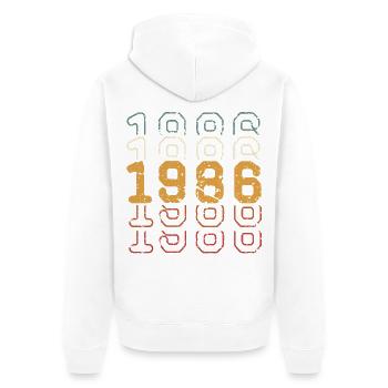 1986 - Unisex Premium Organic Zip Hoodie - white - Back - Thijin (182cm)