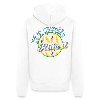 Surfeur if it swells ride it - Veste à capuche bio Premium Unisexe - blanc - Dos - Thijin (182cm)