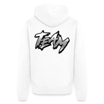 Team - Unisex Premium Bio Zip Hoodie - Weiß - Hinten - Thijin (182cm)