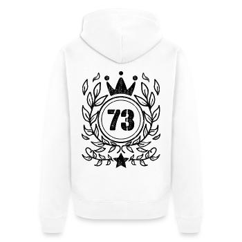73 Couronne de numéro - Veste à capuche bio Premium Unisexe - blanc - Dos - Thijin (182cm)