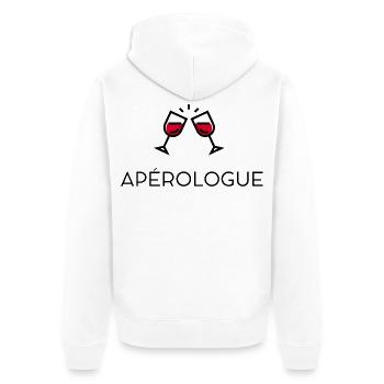 Apérologue - Veste à capuche bio Premium Unisexe - blanc - Dos - Thijin (182cm)
