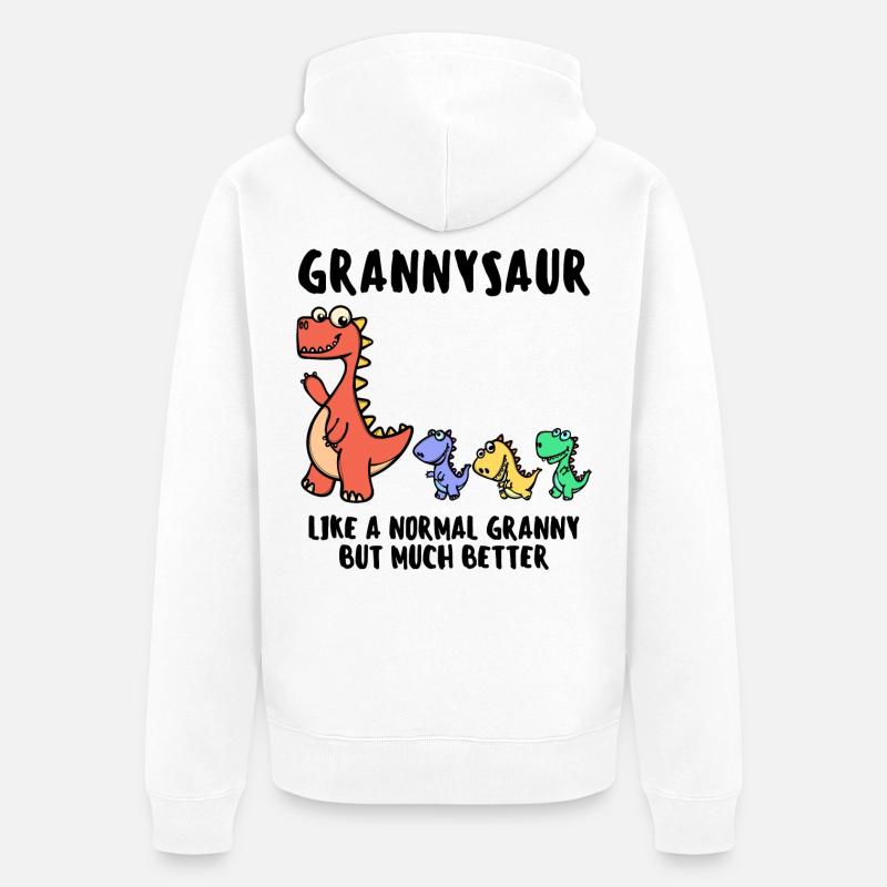 Grand-mère Grand-mère Dinosaure Drôle de déclaration - Veste à capuche bio Premium Unisexe - blanc