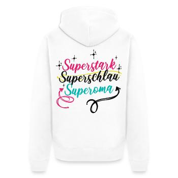 Oma Großmutter Superoma Alte Frau Spruch - Unisex Premium Bio Zip Hoodie - Weiß - Hinten - Thijin (182cm)
